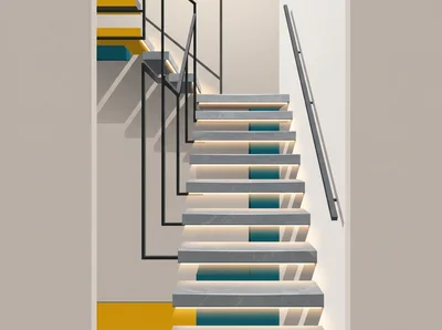 Modern Minimalist Staircase With Integrated LED Lighting