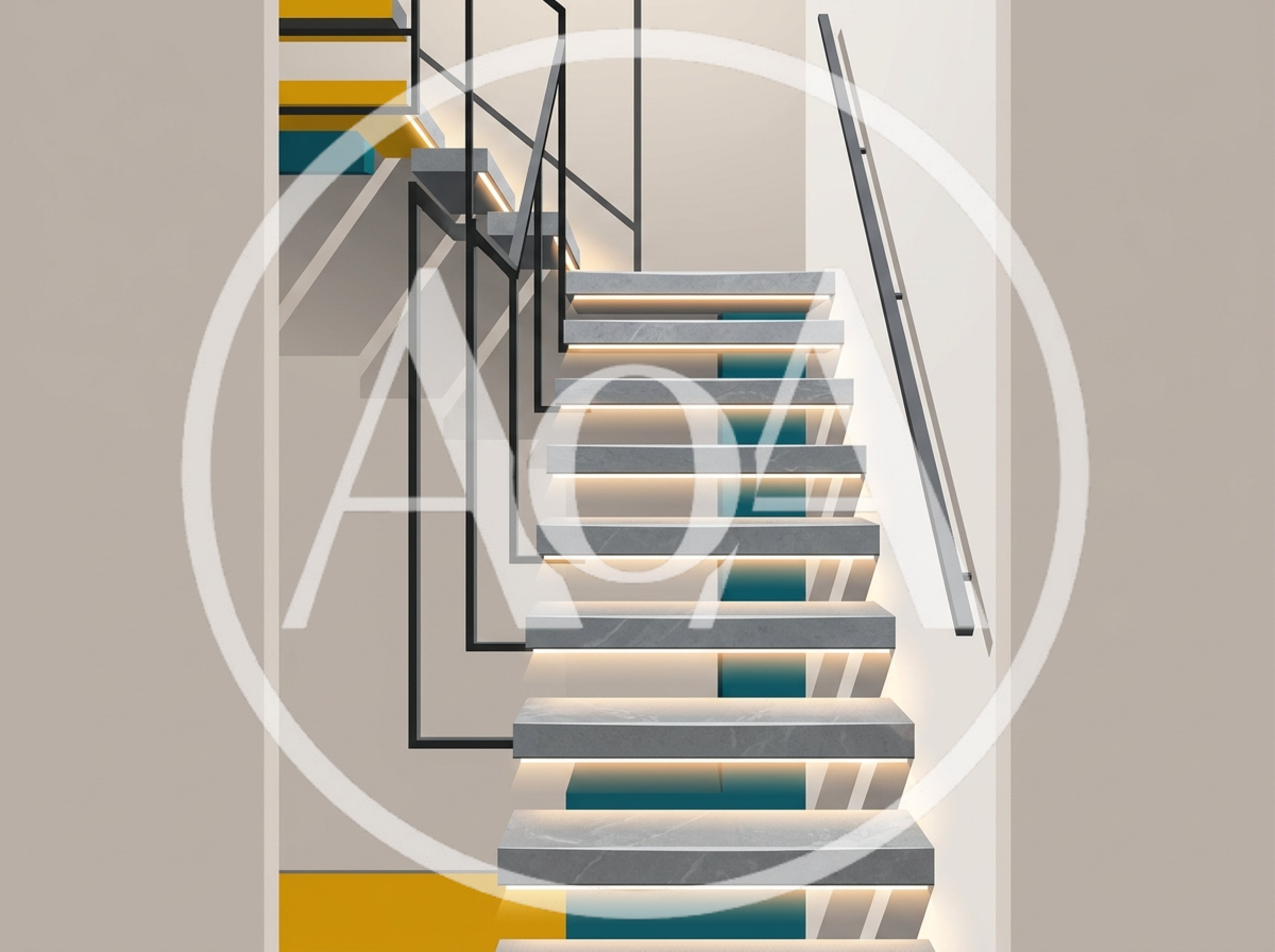 Modern Minimalist Staircase With Integrated LED Lighting