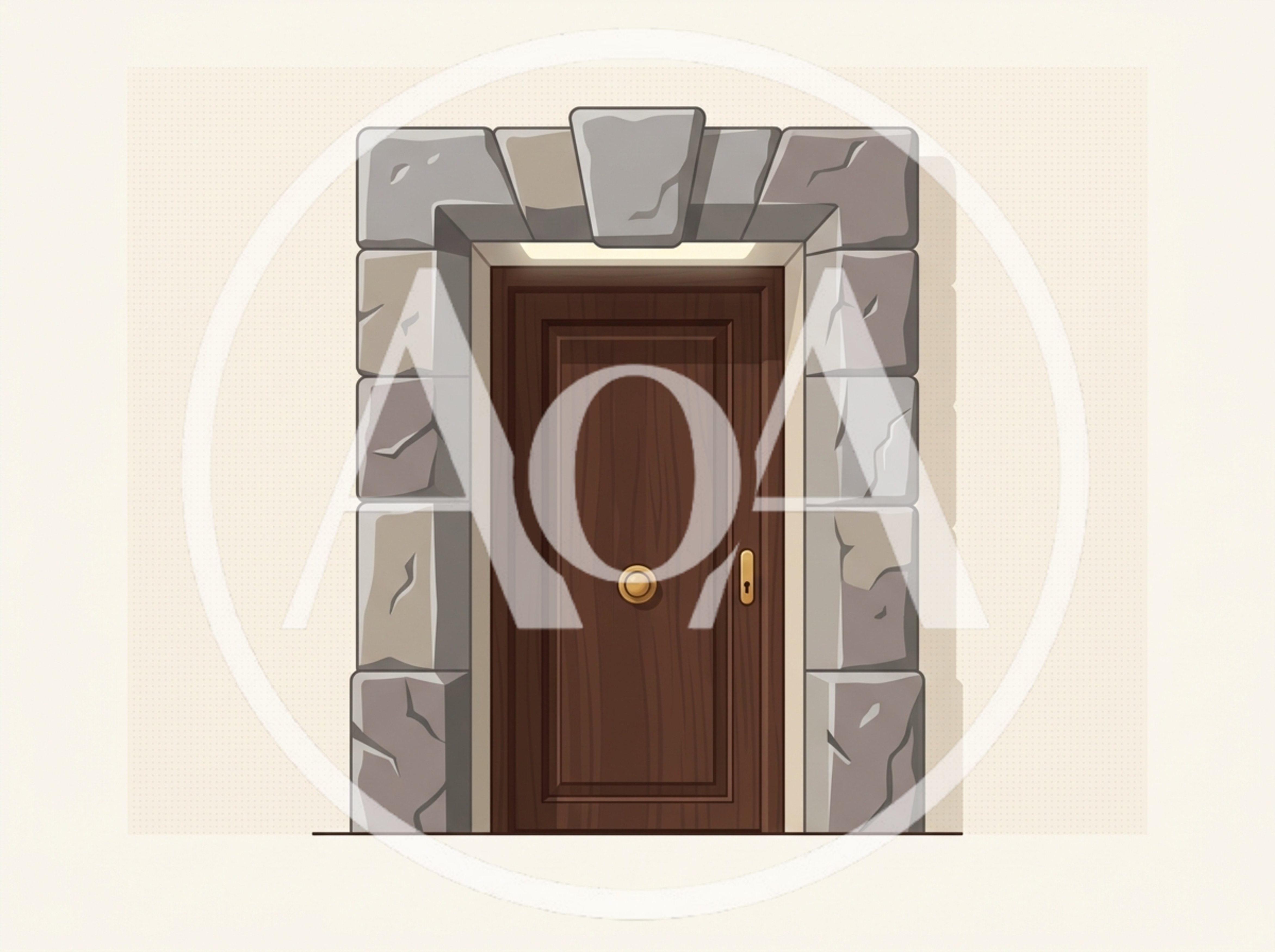 Stone Framed Wooden Door Illustration