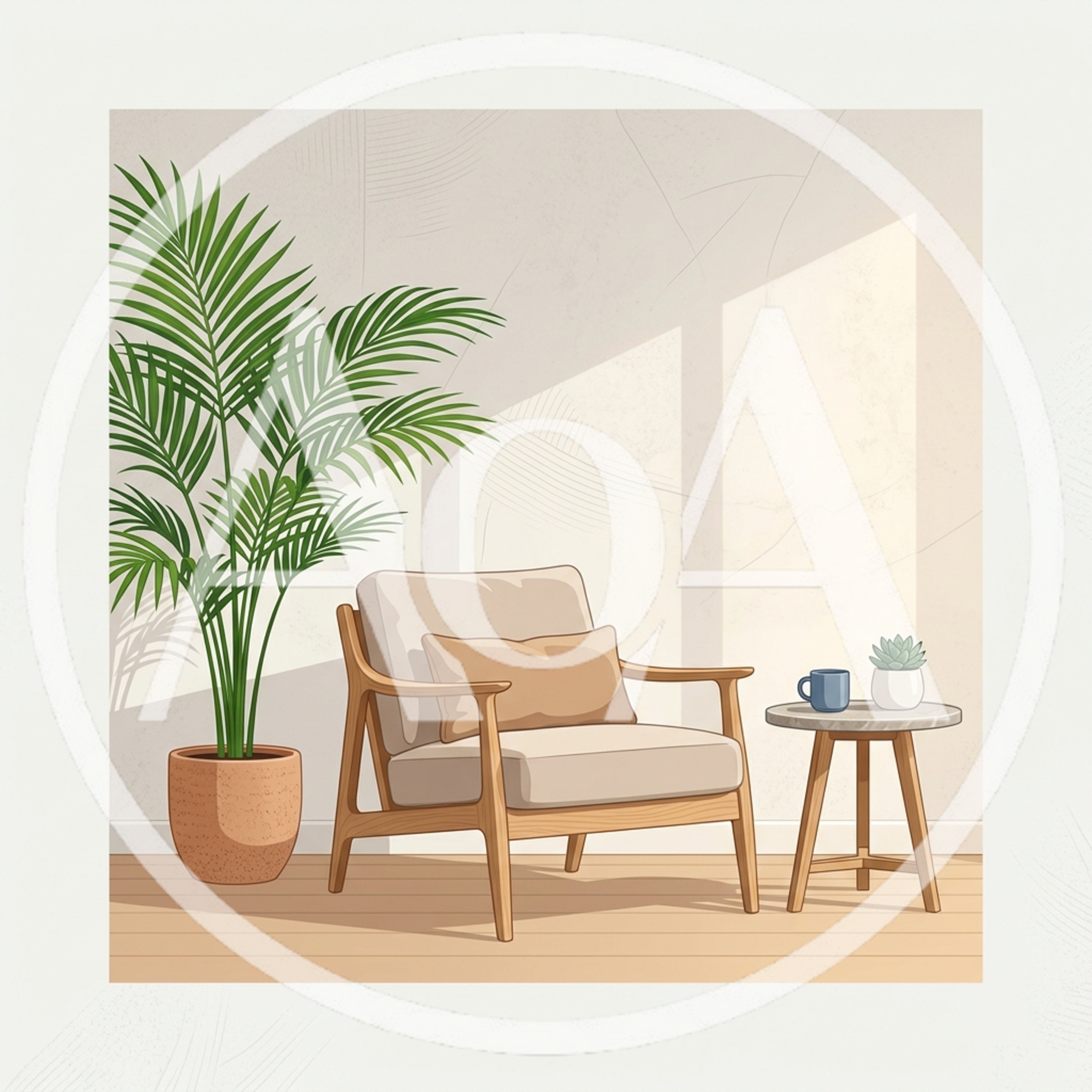 Minimalist Living Room Corner With Armchair And Plant