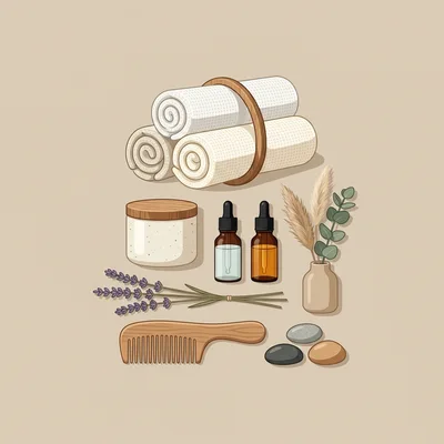 Spa And Wellness Relaxation Accessories Illustration