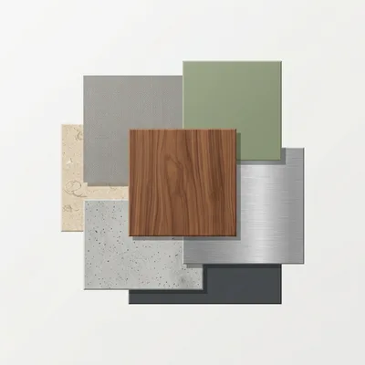 Interior Design Material Sample Board With Diverse Textures