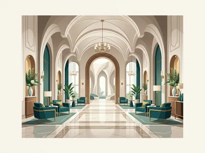 Luxury Hotel Lobby Interior With Elegant Seating