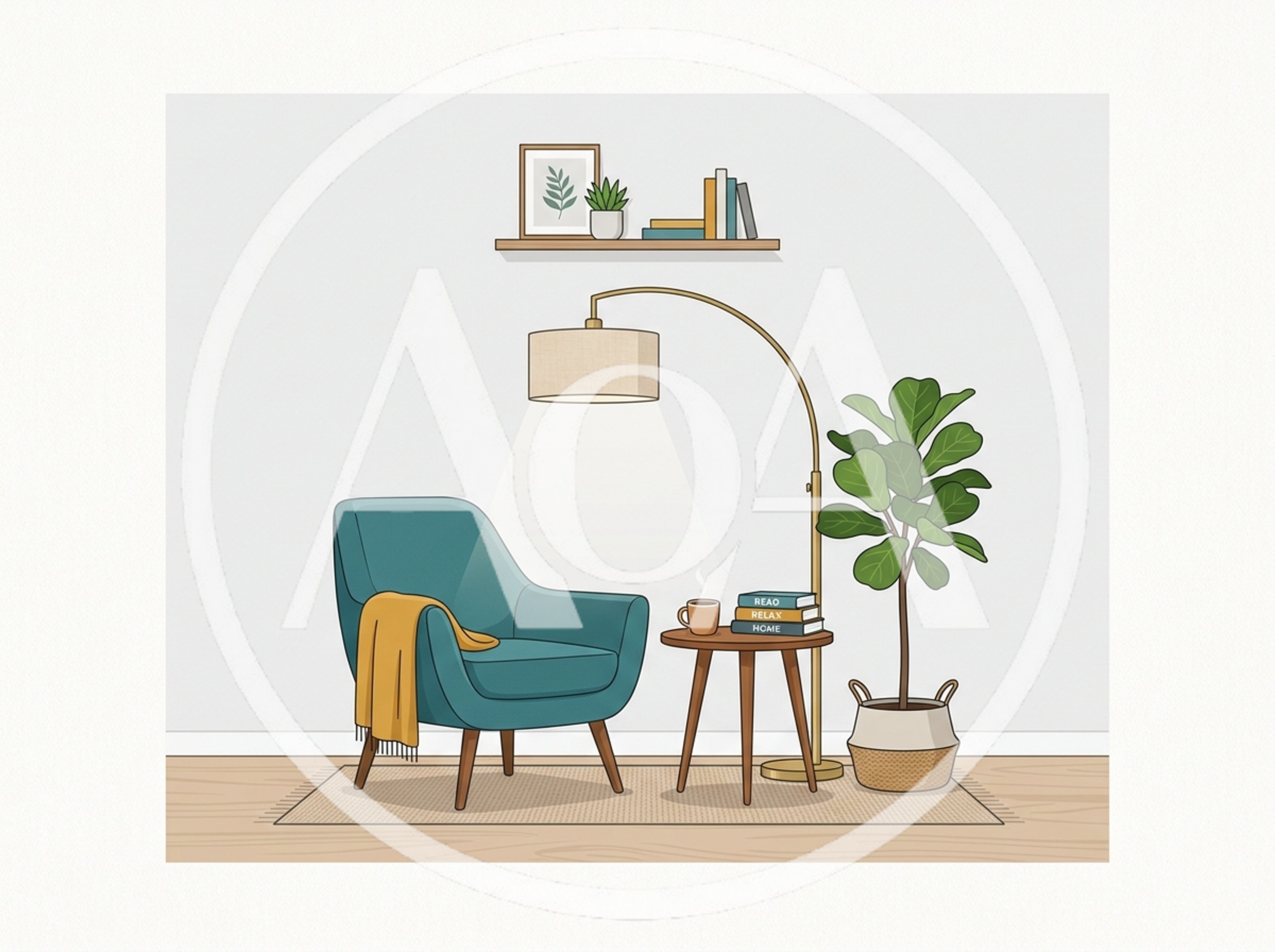 Cozy Reading Nook With Armchair And Floor Lamp