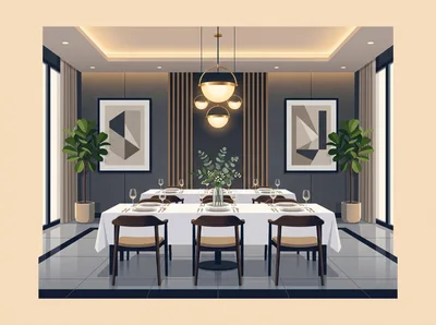 Modern Dining Room Interior With Elegant Table Setting