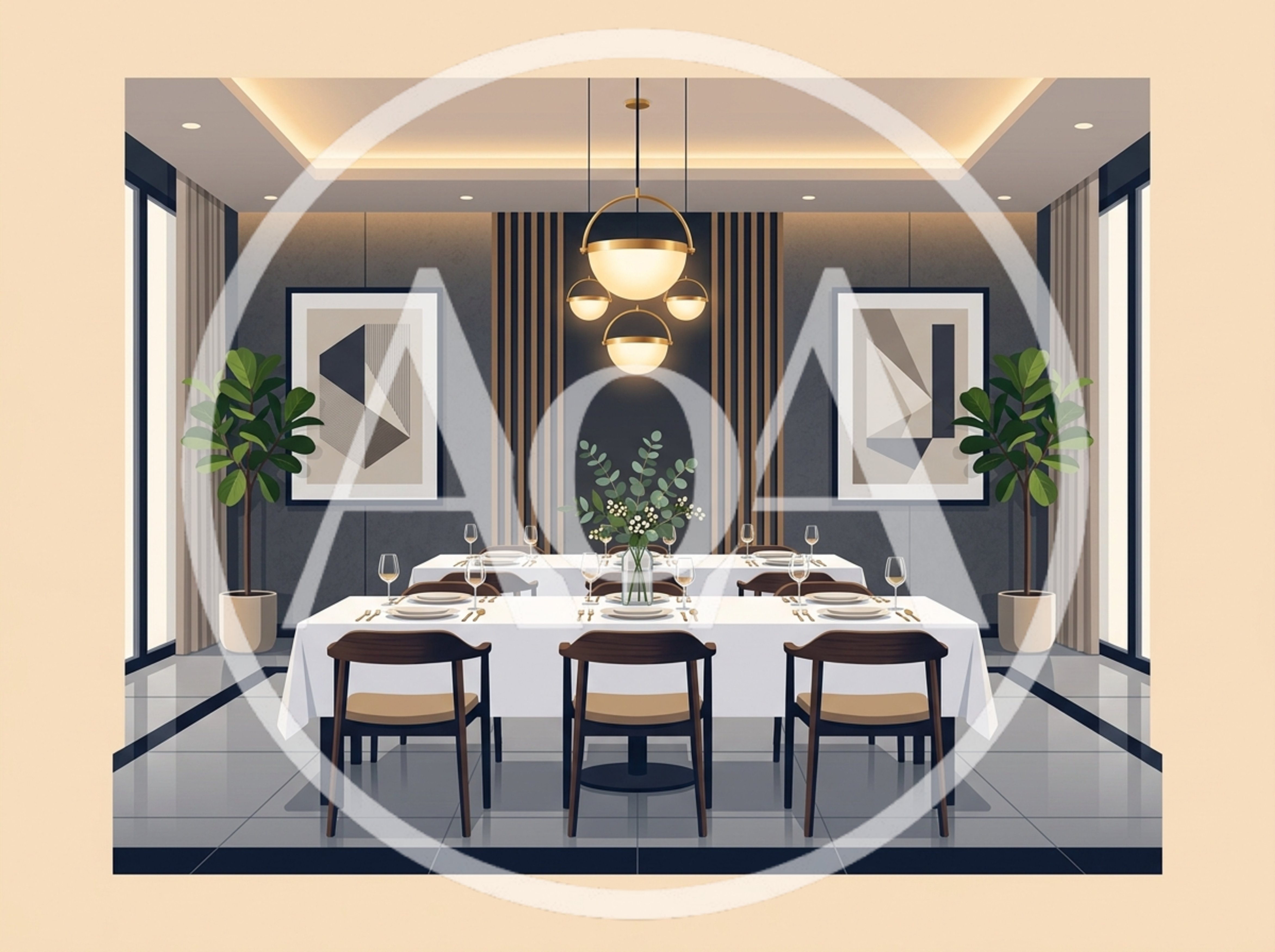Modern Dining Room Interior With Elegant Table Setting