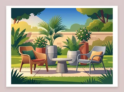 Cozy Outdoor Patio Seating Area In A Garden