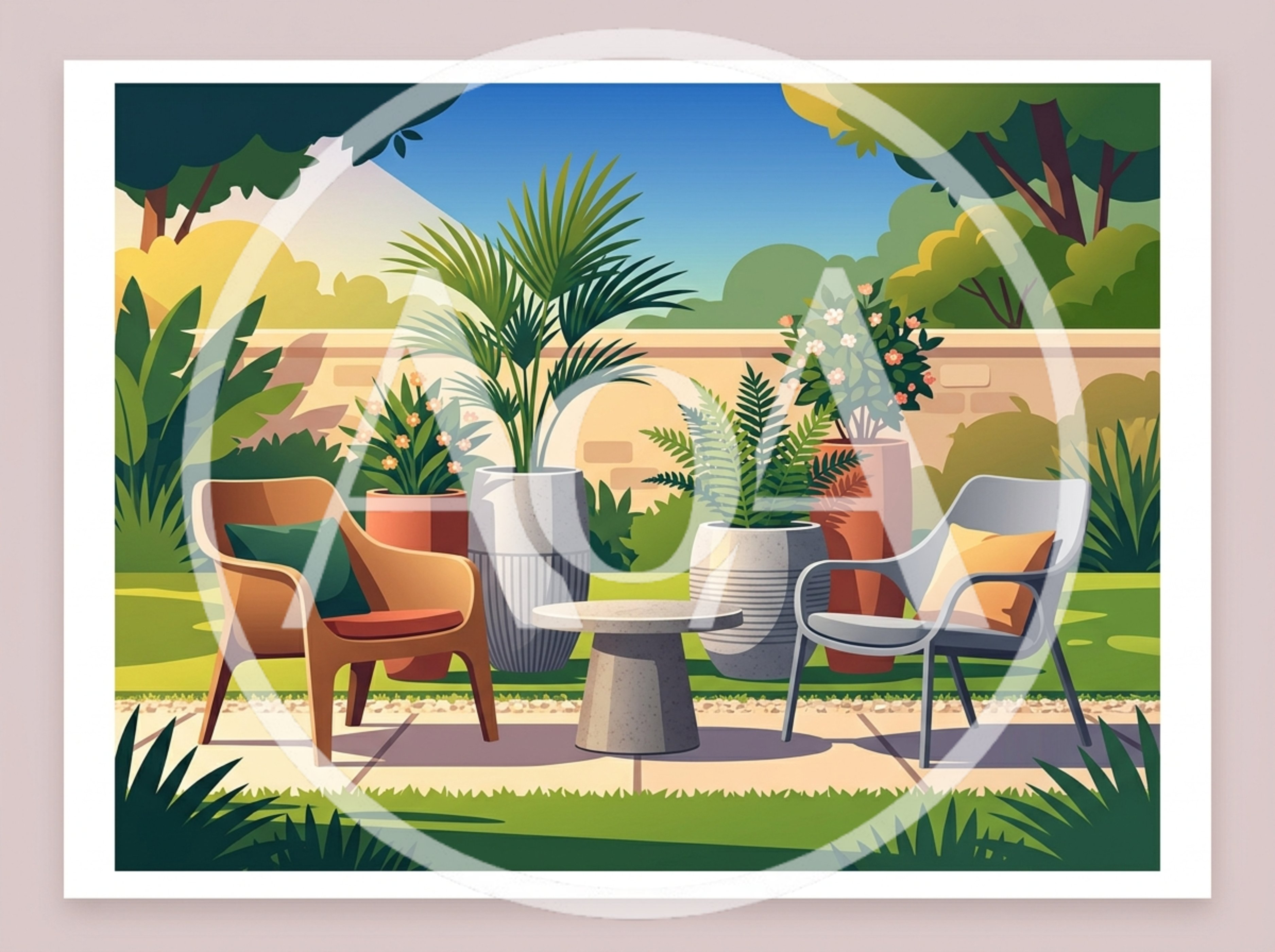 Cozy Outdoor Patio Seating Area In A Garden