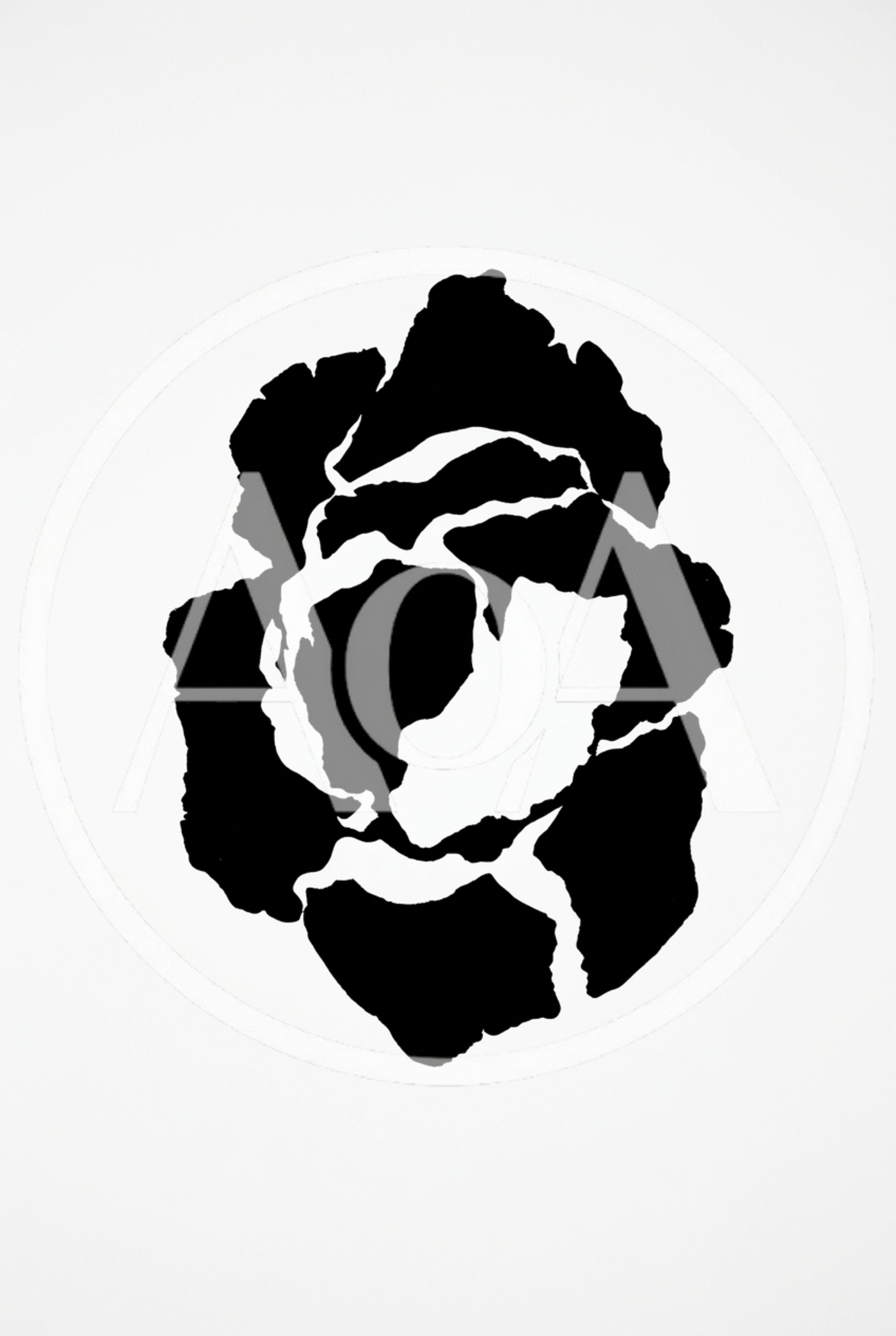Abstract Black And White Ink Blot Flower Shape