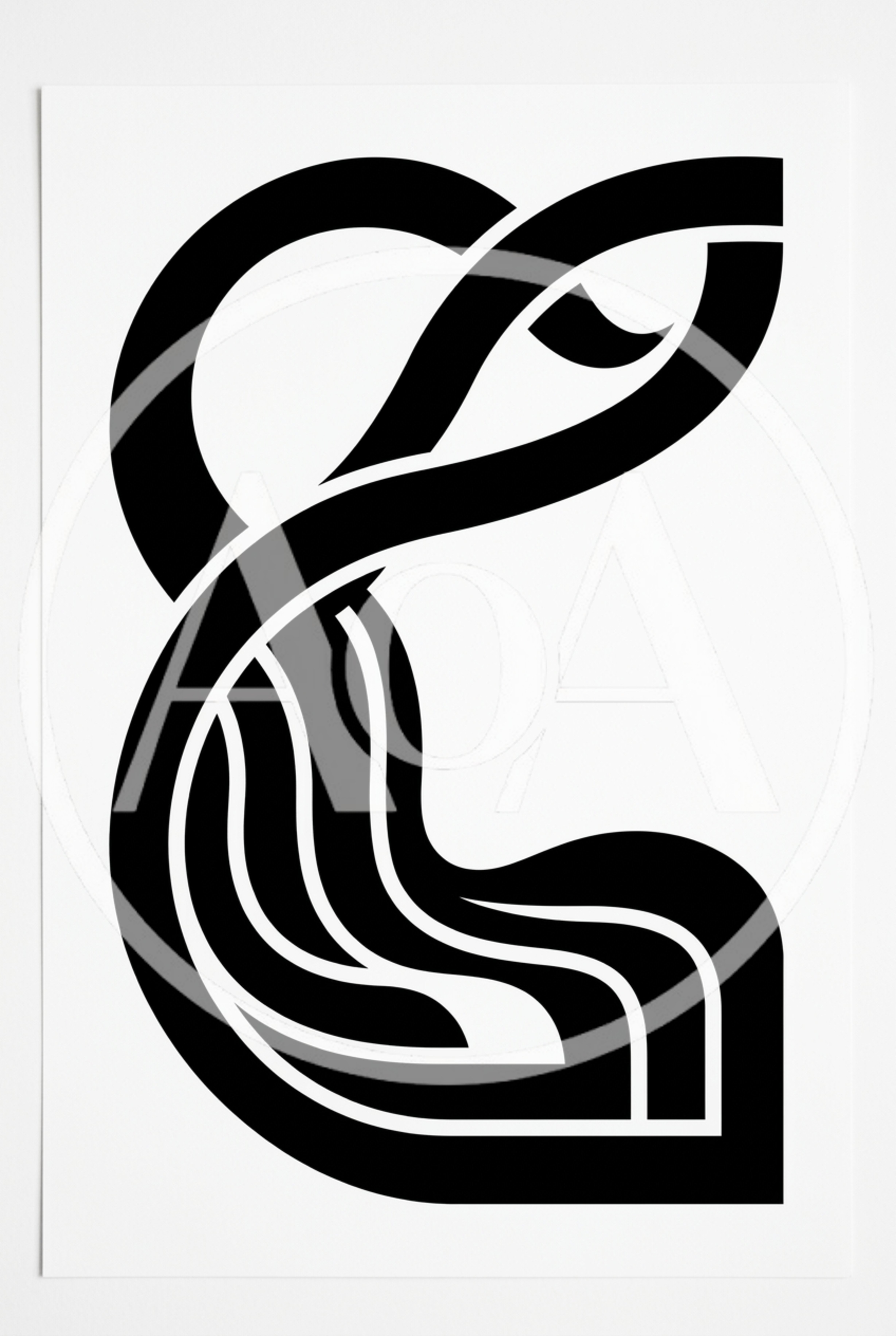 Abstract Black And White Graphic Line Art Design