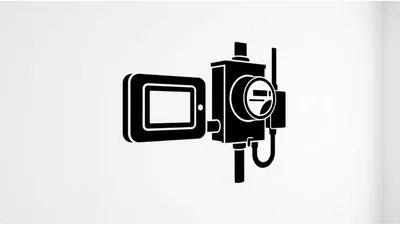 Black Silhouette Icon of an Electric Meter