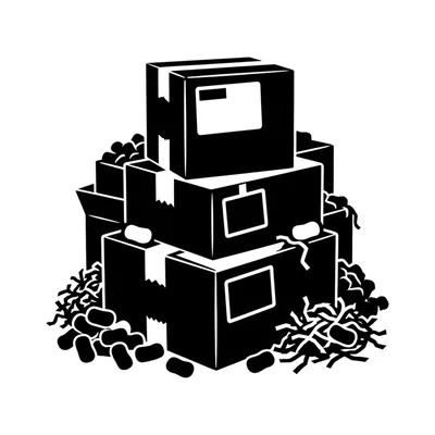 Stacked Cardboard Shipping Boxes With Packing Material