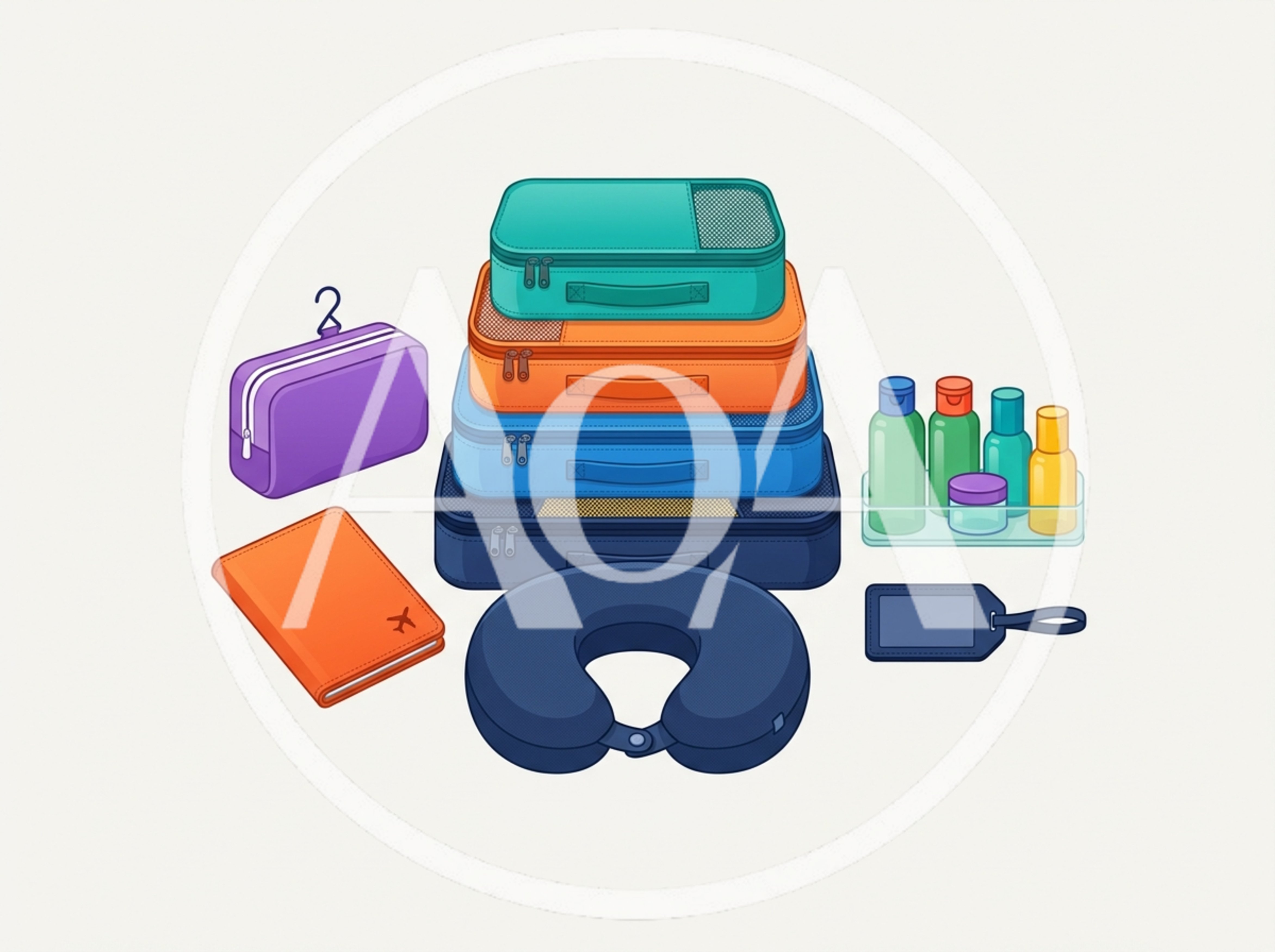 Travel Packing Essentials And Accessories Illustration