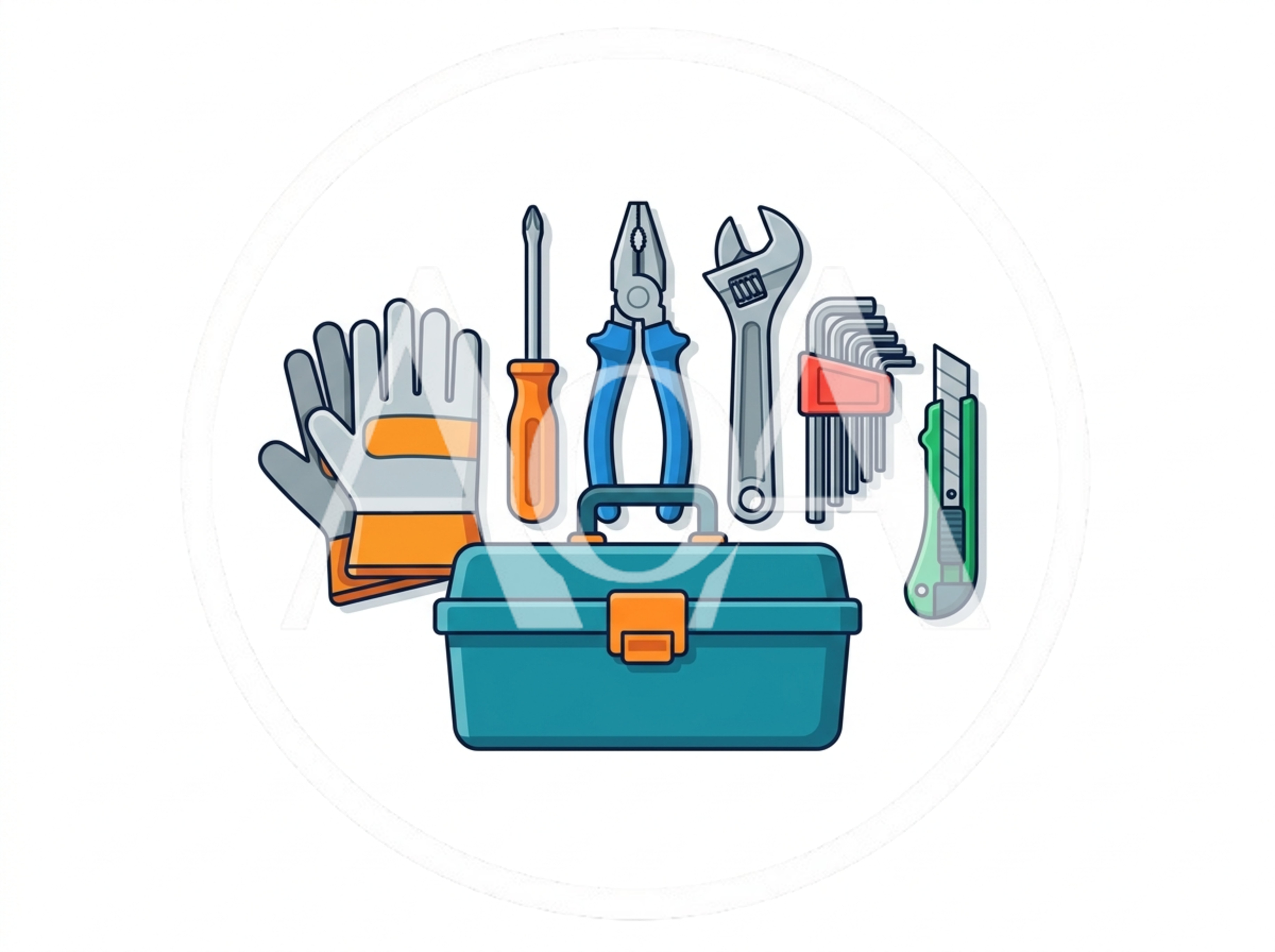 Set Of Essential Hand Tools And Toolbox Illustration