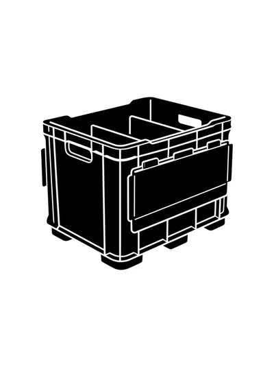 Black Plastic Storage Crate Icon