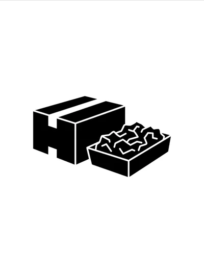 Black Silhouette Icon Of A Cardboard Box And Tray