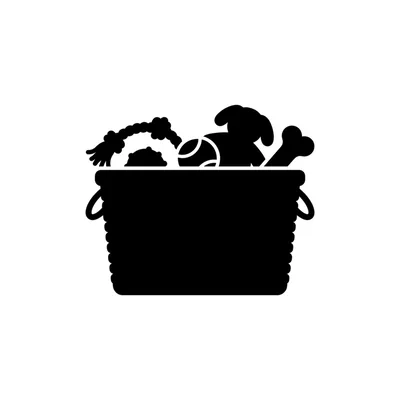 Black Silhouette Icon Of A Pet Toy Basket