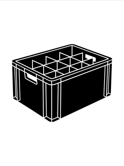 Black Plastic Storage Crate With Internal Dividers