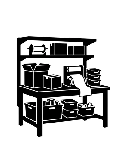 Packing Station With Shipping Supplies And Boxes