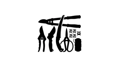 Black Silhouette Icons Of Gardening Tools Set