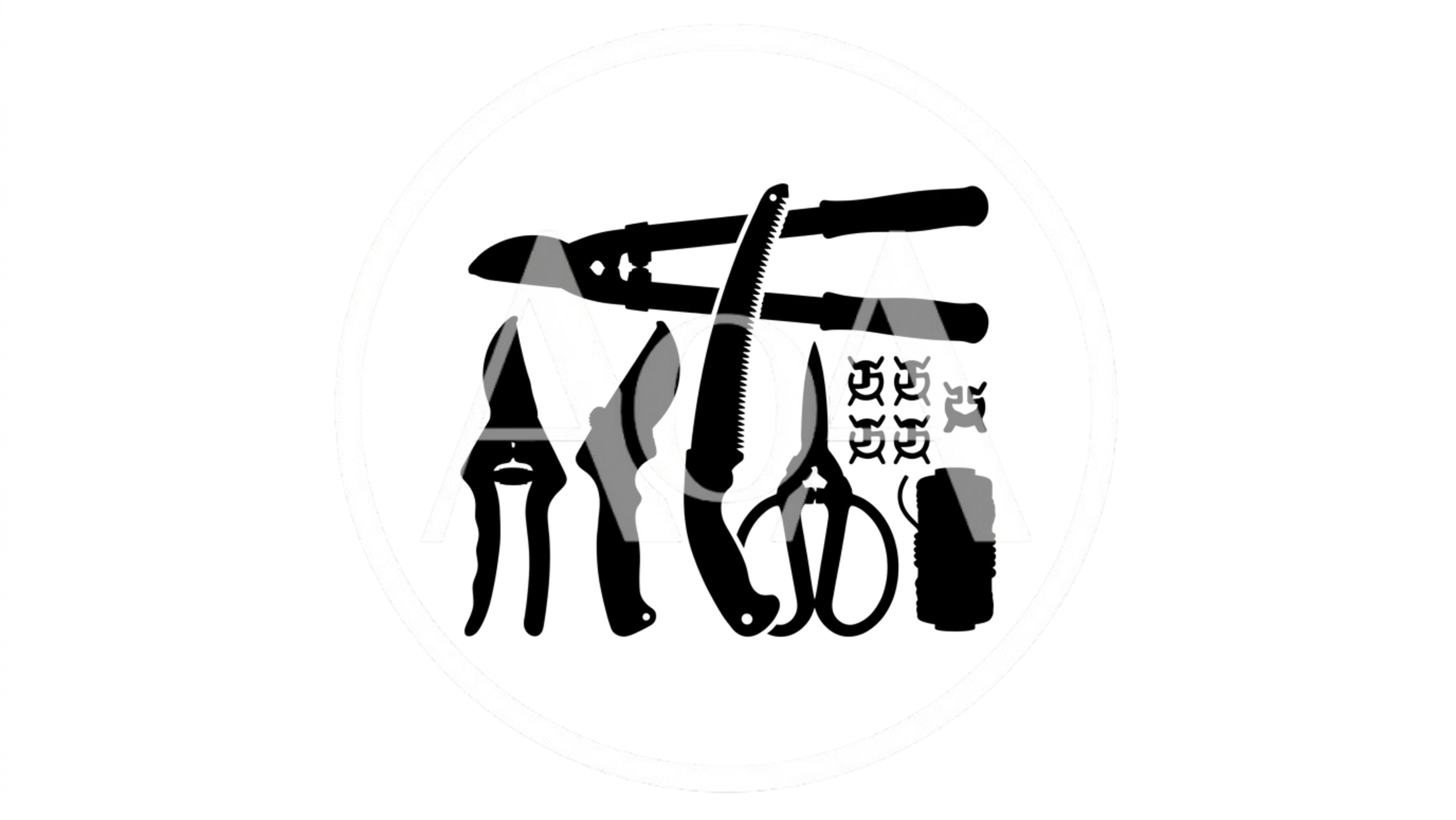 Black Silhouette Icons Of Gardening Tools Set