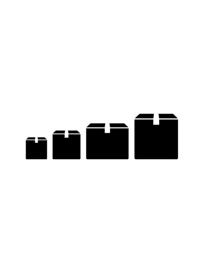 Four Black Box Icons In Increasing Size