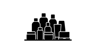 Black Silhouette Icon Of Cosmetic Skincare Products