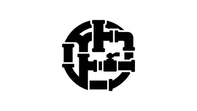 Black Pipe Plumbing System Icon On White Background