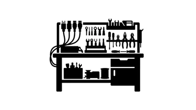 Black Silhouette Icon Of A Workshop Workbench