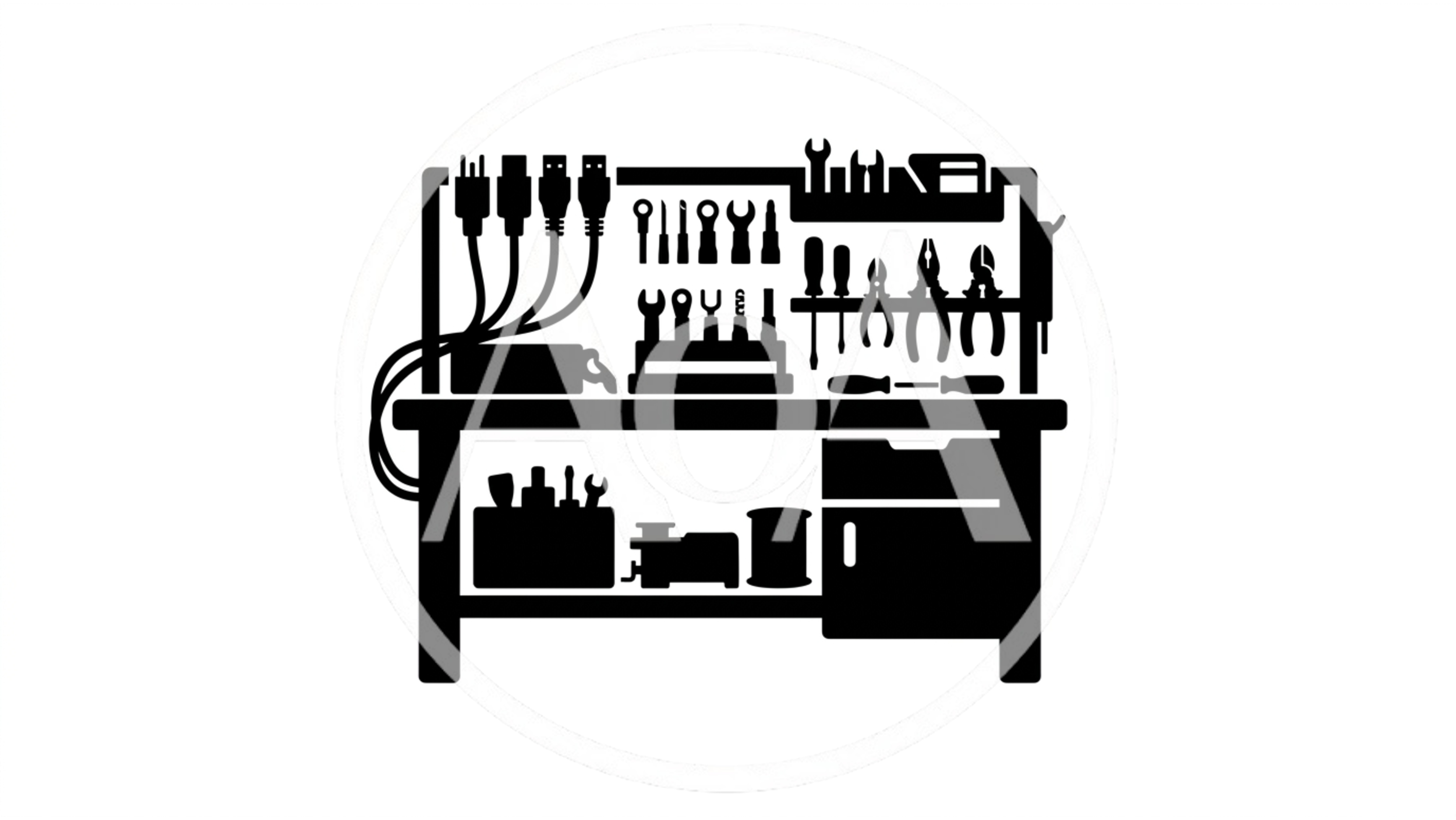 Black Silhouette Icon Of A Workshop Workbench