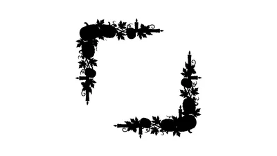 Black Silhouette Autumnal Pumpkin And Candle Corner Border
