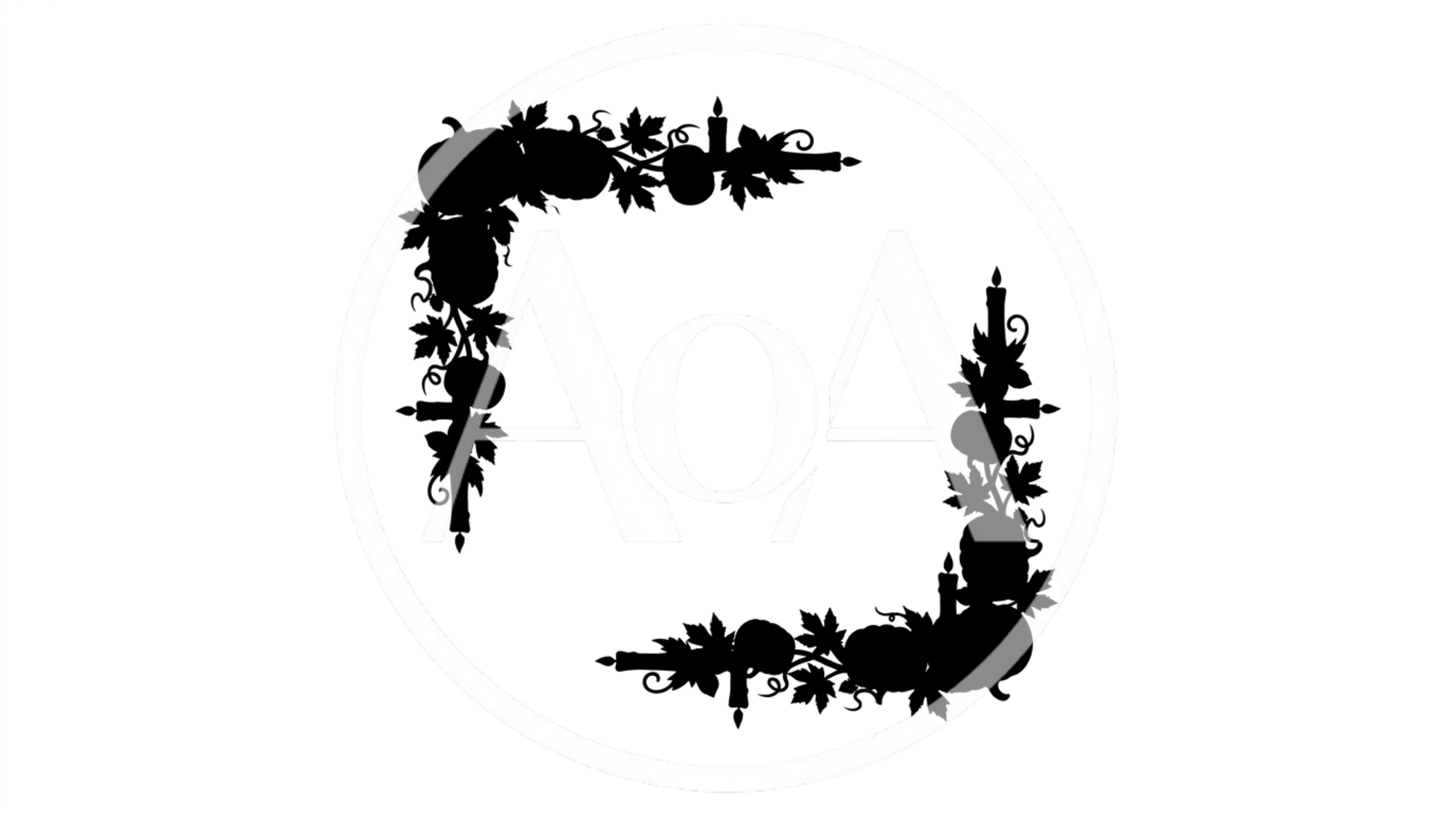 Black Silhouette Autumnal Pumpkin And Candle Corner Border