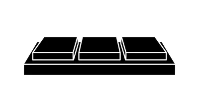 Minimalist Icon Of Three Rectangular Blocks On A Base
