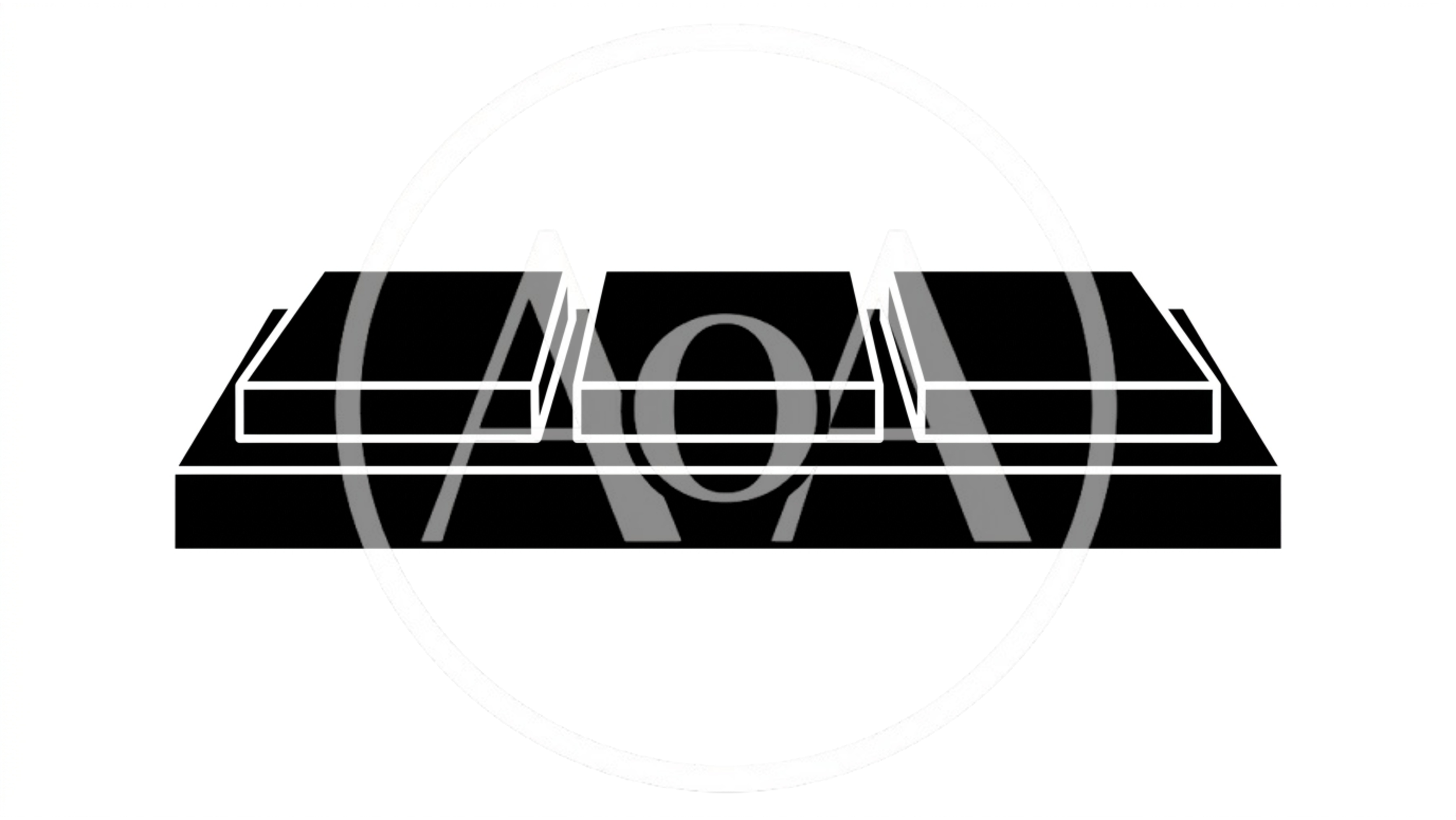 Minimalist Icon Of Three Rectangular Blocks On A Base