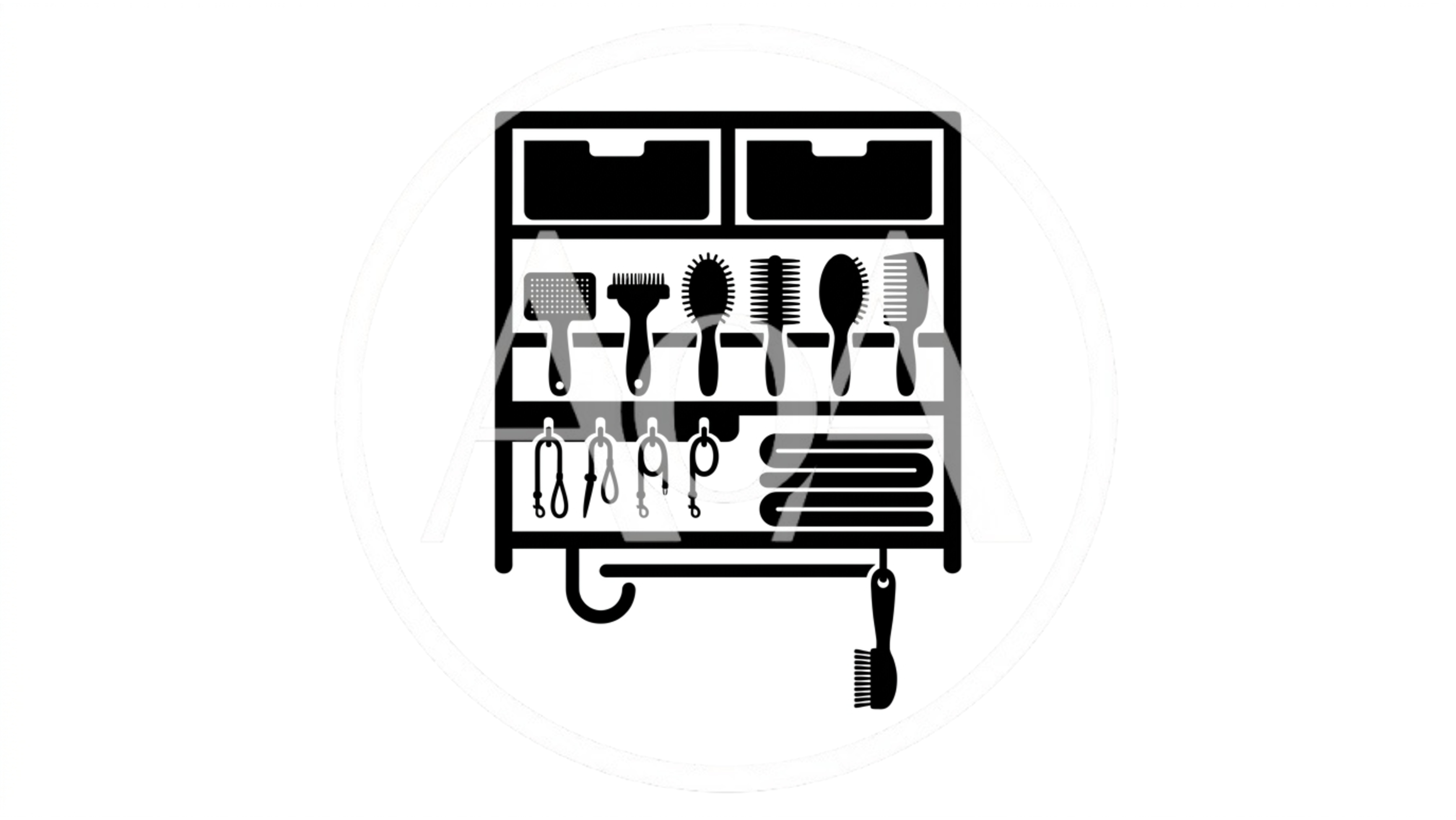 Pet Grooming Station Icon With Tools And Accessories