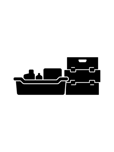 Black Silhouette Icon Of Storage Bins And Containers