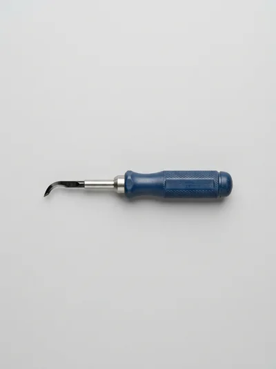 Deburring Tool With Blue Handle On White Background