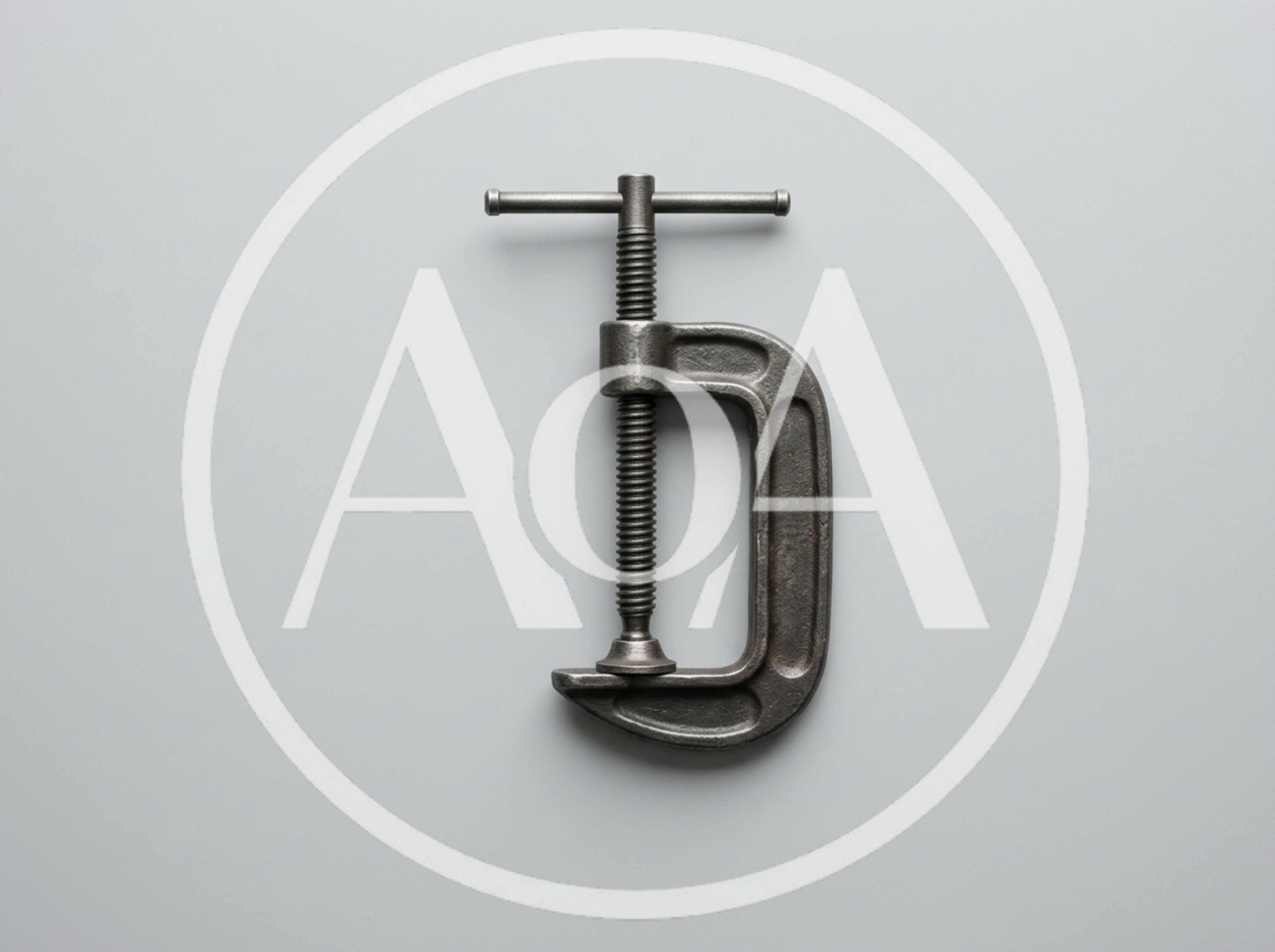 Metal C-Clamp Tool Isolated On Light Gray Background