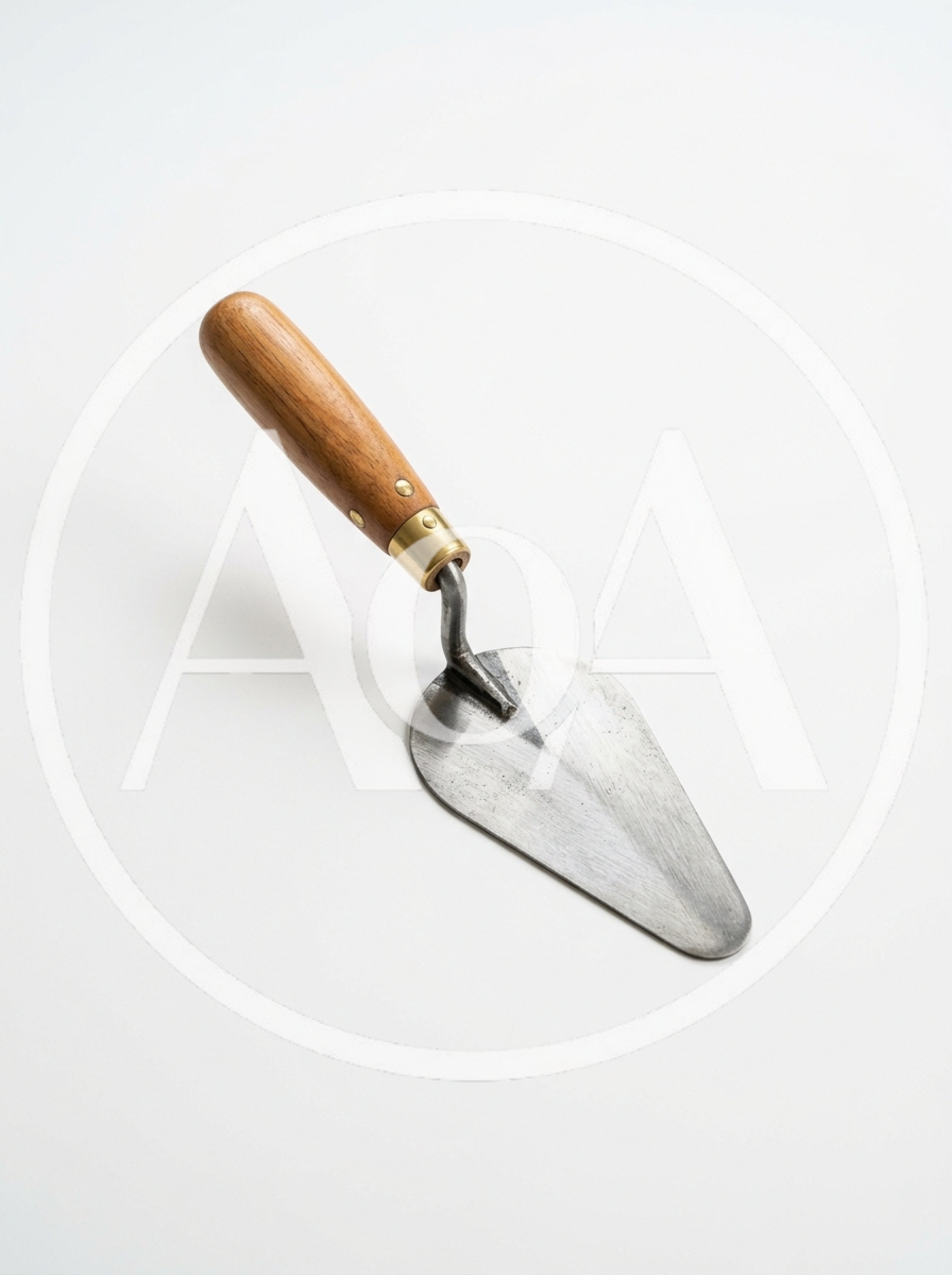 Masonry Trowel With Wooden Handle On White Background