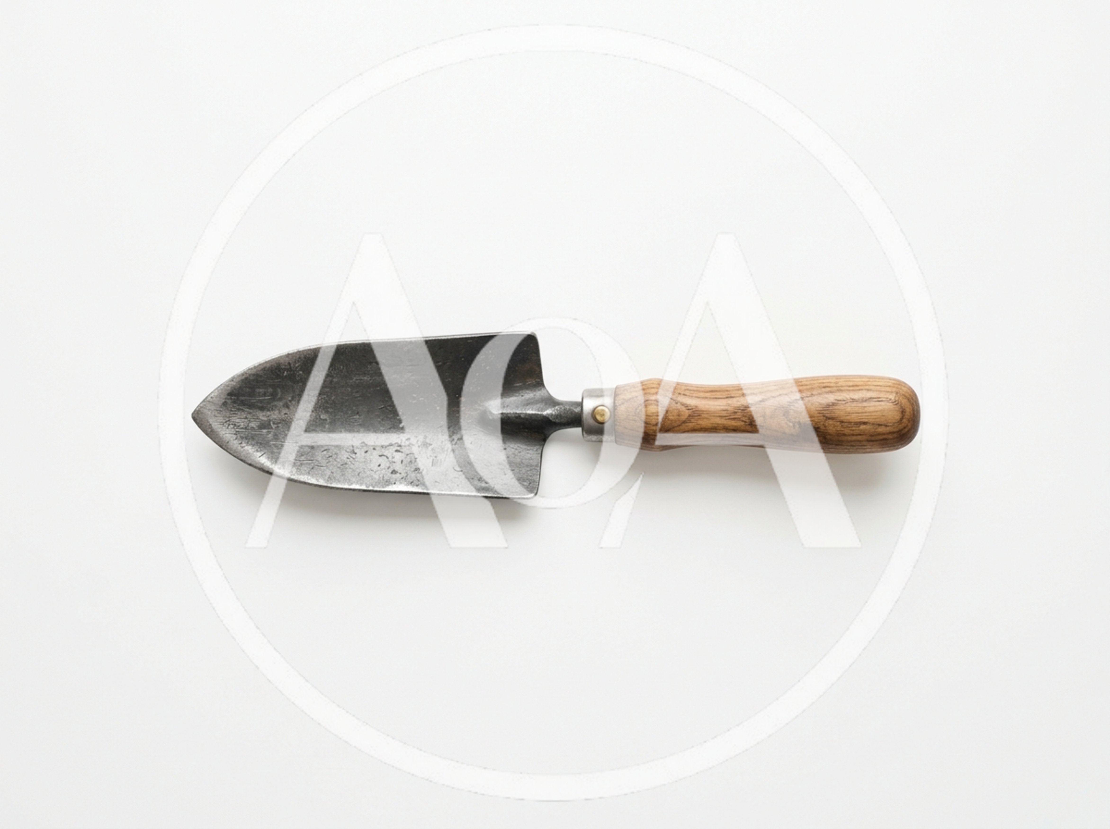 Old Metal Garden Trowel With Wooden Handle