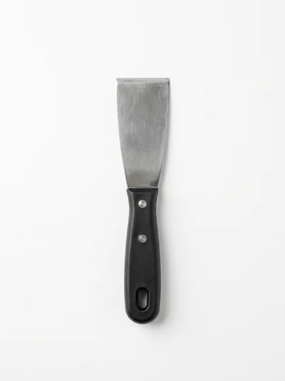 Metal Putty Knife With Black Handle