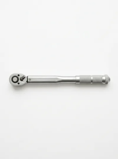 Silver Metal Torque Wrench On White Background