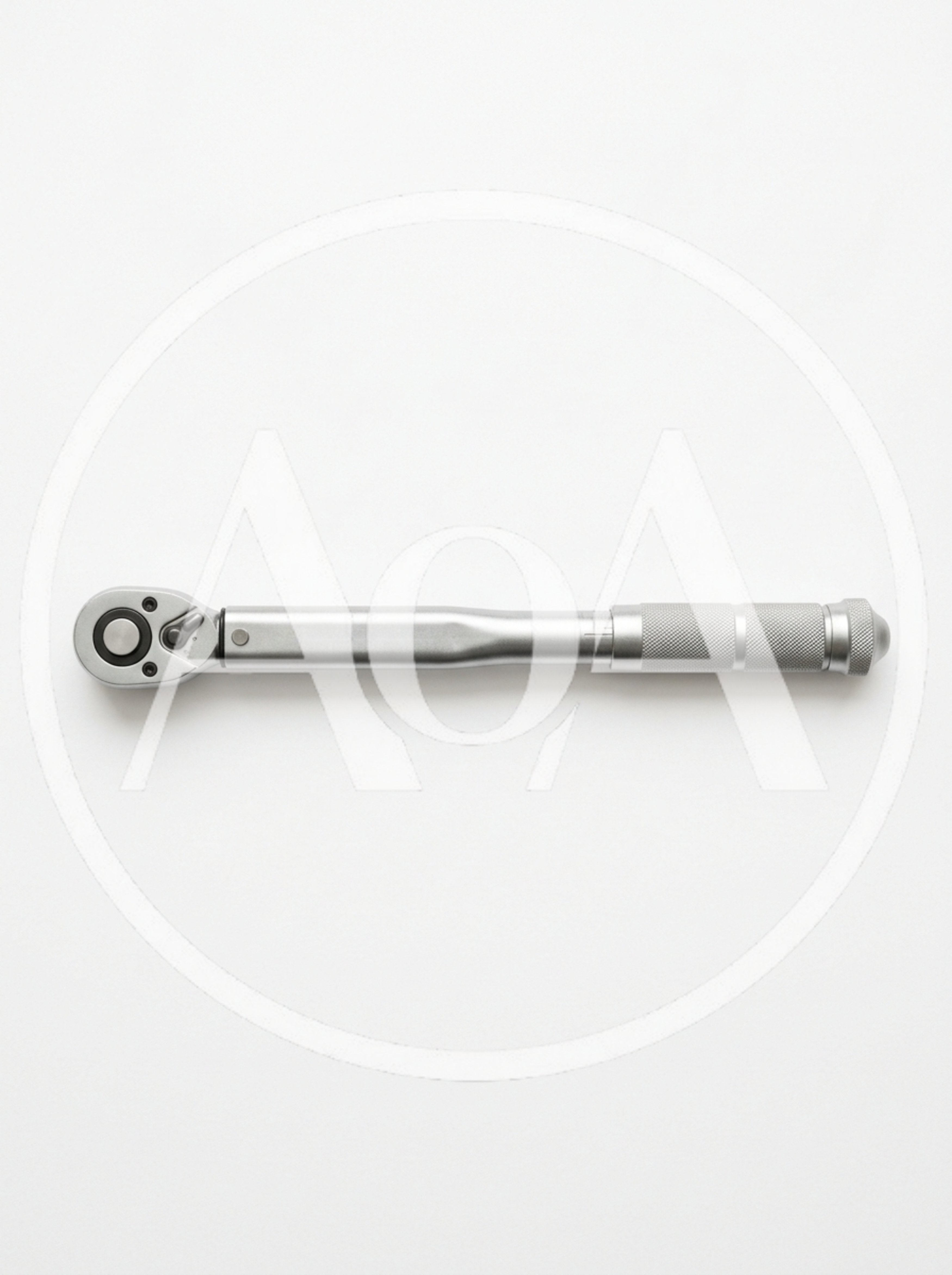 Silver Metal Torque Wrench On White Background