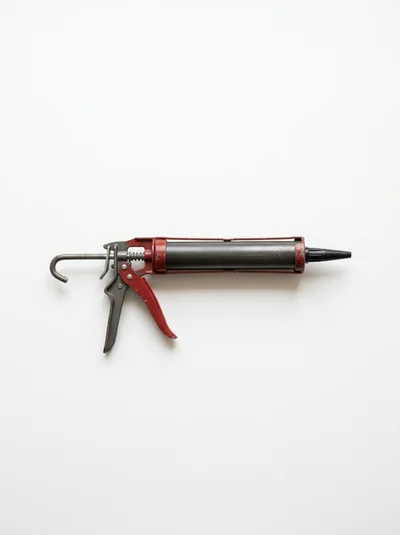Red Metal Caulking Gun On White Background