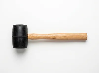 Black Rubber Mallet With Wooden Handle