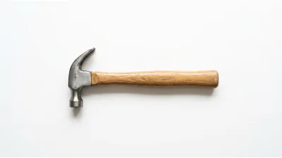 Claw Hammer With Wooden Handle On White Background