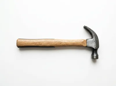 Claw Hammer With Wooden Handle On White Background