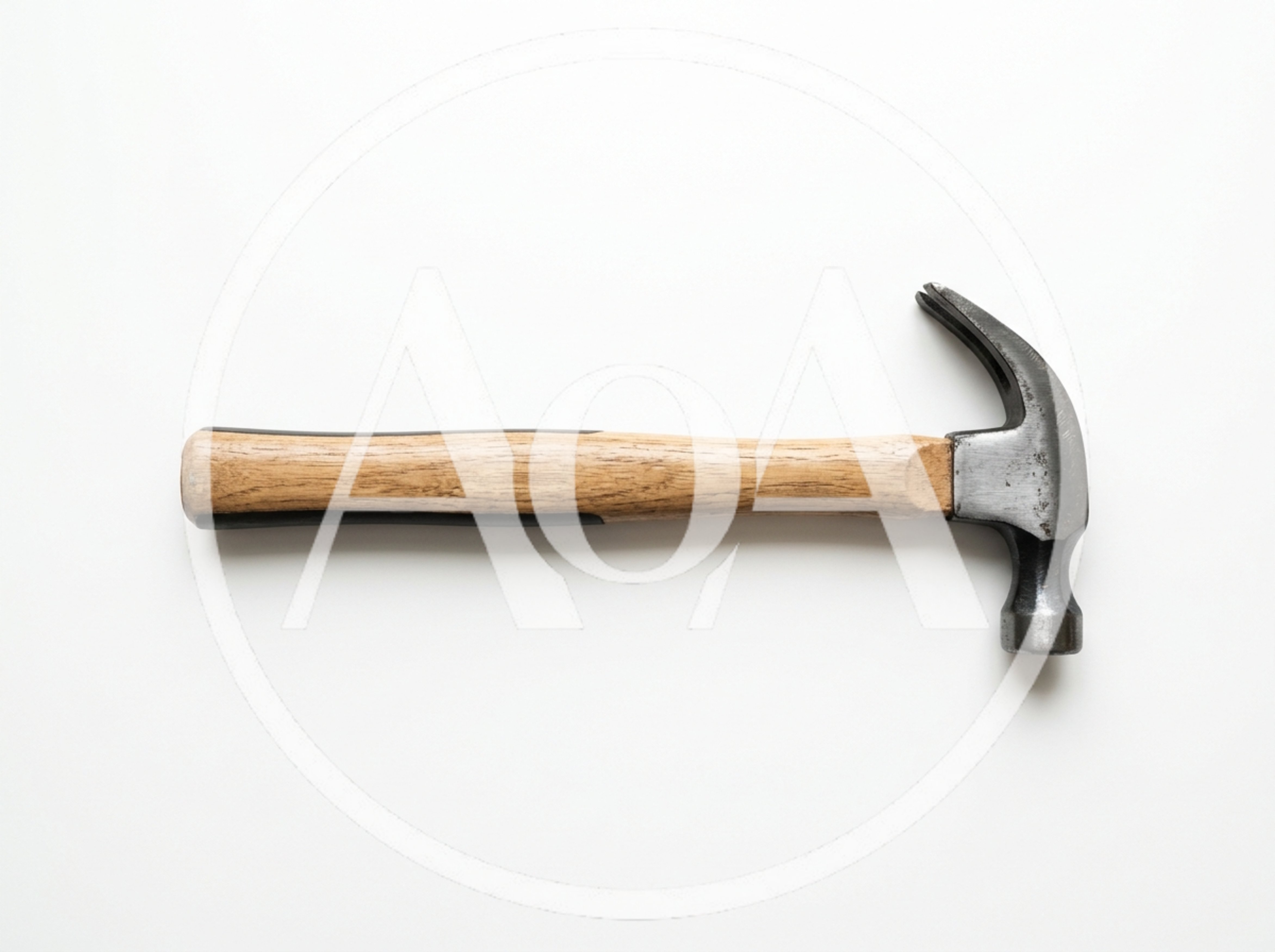 Claw Hammer With Wooden Handle On White Background