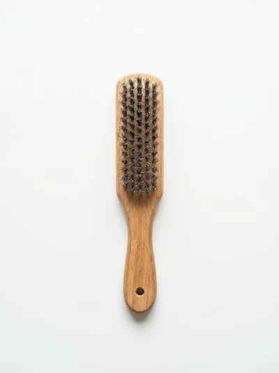 Wooden Hair Brush With Bristles On White Background