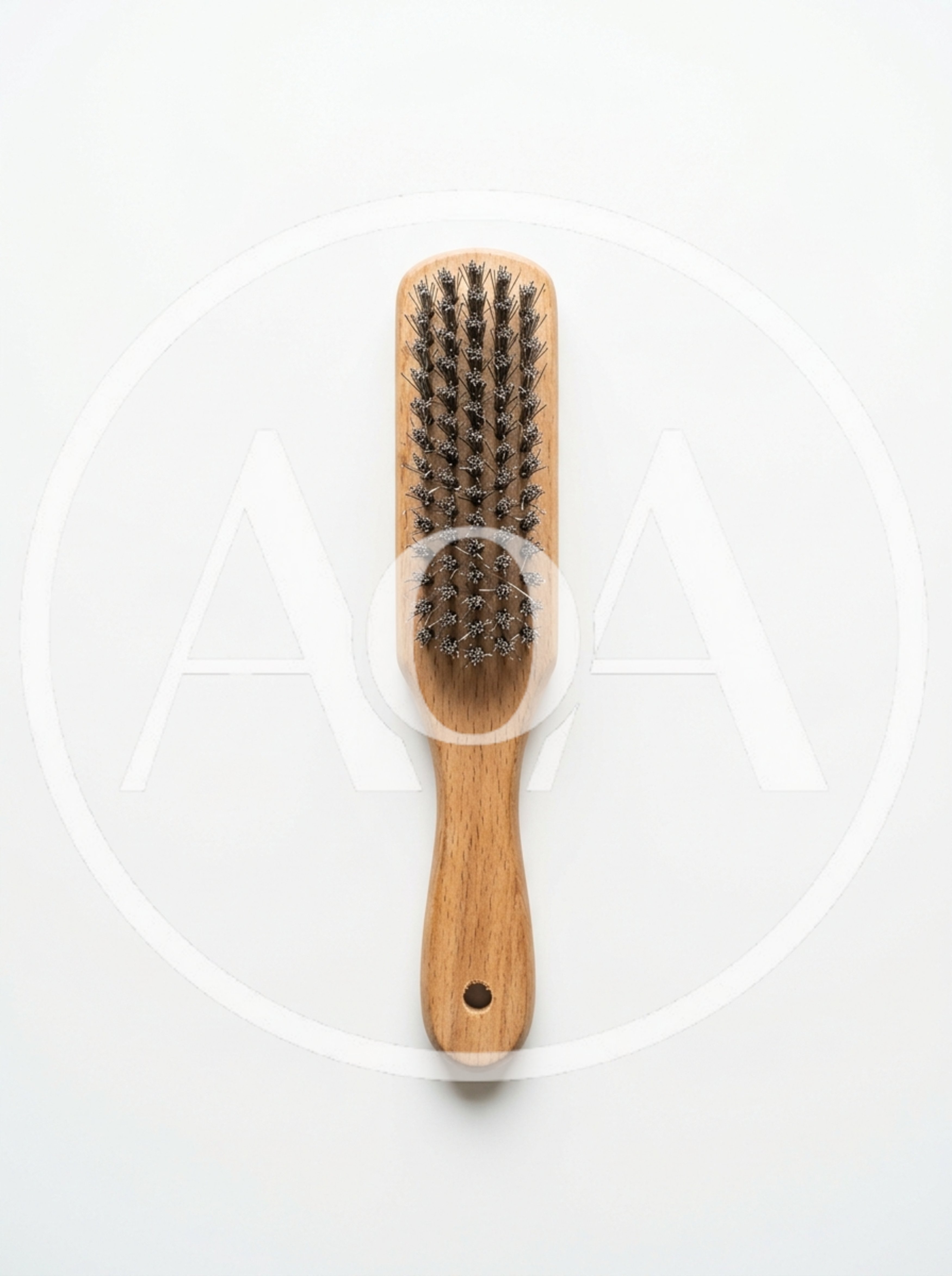 Wooden Hair Brush With Bristles On White Background